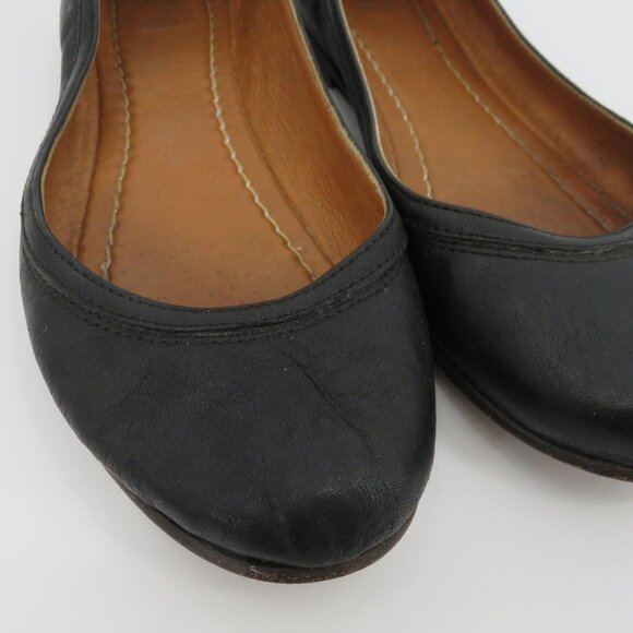 Frye Women 7.5 M CARSON Ballet Flat 8012044 Black Genuine Leather Shoes Slip On - Picture 3 of 15